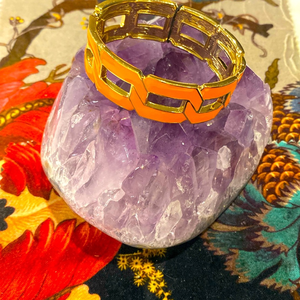 NWT Nordstrom Sequin Bracelet Orange and Gold Hinged